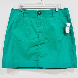 NWT Anthropologie Maeve Emerald Green Patch Pocket Mini Skirt Cotton Linen Sz XL